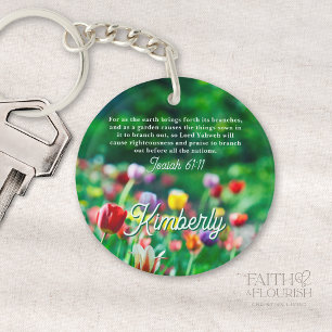 Tulpenbloementuin Bijbelse Schrift gepersonaliseer Sleutelhanger