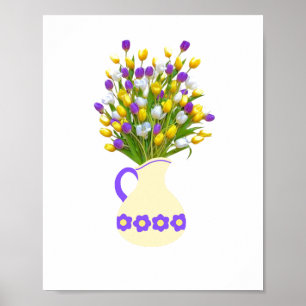 Tulpenboeket in Gele vaas Poster