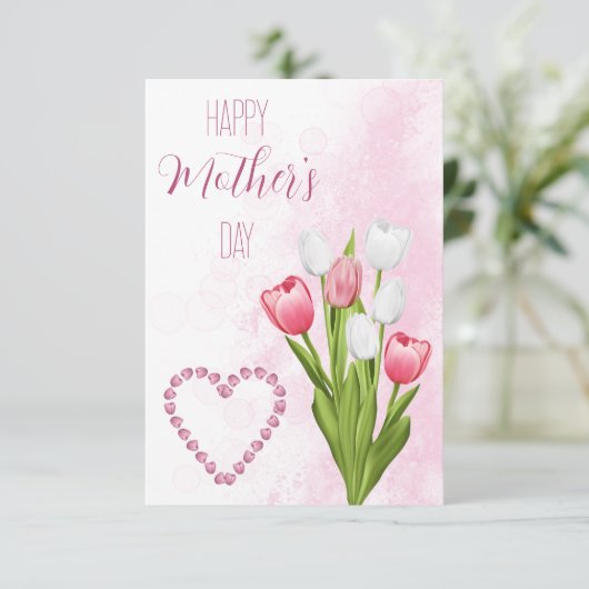 Tulpenboeket Moederdag kaart (Staand voorkant)