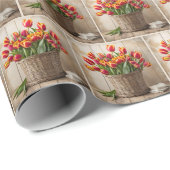Tulpenbos in mand cadeaupapier (Rol Hoek)