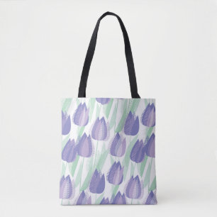Tulpenontwerp: bleke violette bloemen. draagtas