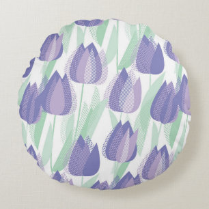 Tulpenontwerp: bleke violette bloemen. rond kussen
