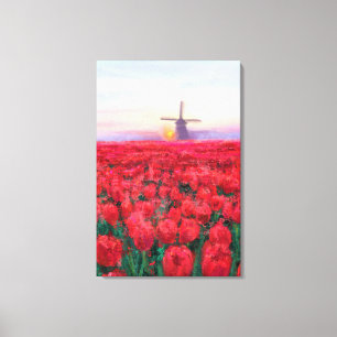 Tulpenveld - Landschap - Lente in Nederland Canvas Afdruk