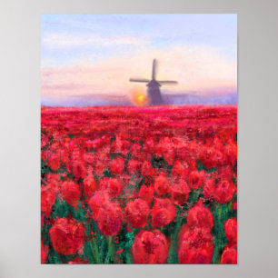 Tulpenveld - Landschap - Lente in Nederland Poster