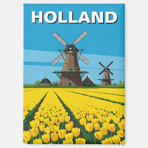Tulpenvelden Windmolen Holland Nederland Magneet