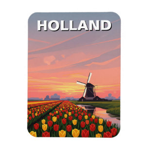 Tulpenvelden Windmolen Holland Nederland Magneet