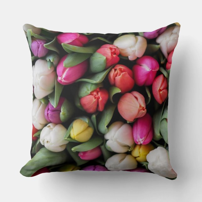 Tulps Colorful Flowers Paaslente Kussen (Voorkant)