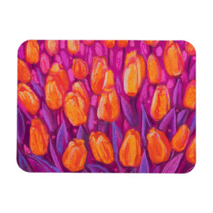 Tulps Field Spring Flowers Oranje roze Floral Art Magneet