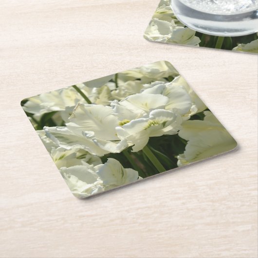 Tulpt het witte vierkante kartonnen onderzetter (Schuin)