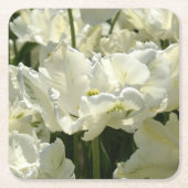 Tulpt het witte vierkante kartonnen onderzetter (Voorkant)