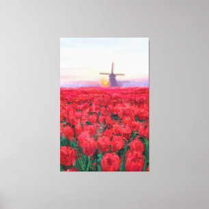 Tulpveld - Landschap - Lente in Nederland Canvas Afdruk