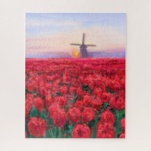 Tulpveld - Landschap - Lente in Nederland Legpuzzel