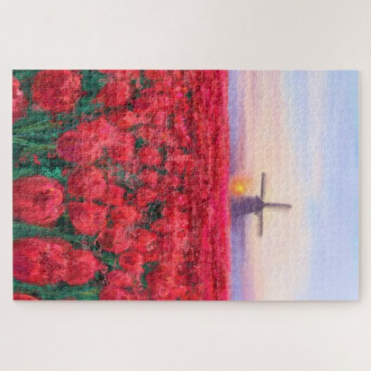 Tulpveld - Landschap - Lente in Nederland Legpuzzel (Horizontaal)