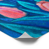 Tulpveld, lentevloerbloemen Ventilator Rood Blauw Poster (Hoek)