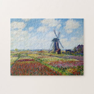 Tulpvelden met de Rijnsburg-windmolenmonet Legpuzzel