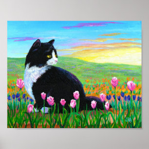 Tulpvelden Tuxedo Black Cat Kunst Poster