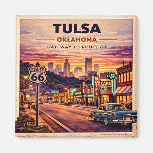 Tulsa Neon Route 66 Koelkast Flashback Magneet