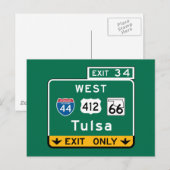 Tulsa, OK Road Sign Briefkaart (Voorkant / Achterkant)