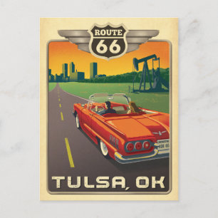 Tulsa, OK - Route 66 Briefkaart