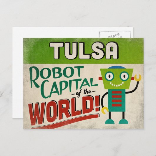 Tulsa Oklahoma Robot - Funny  Briefkaart (Voorkant / Achterkant)