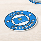 Tulsa Oklahoma Ronde Kartonnen Onderzetter (Gebogen)