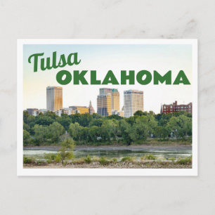 Tulsa Oklahoma Silhouette met Bomen Briefkaart