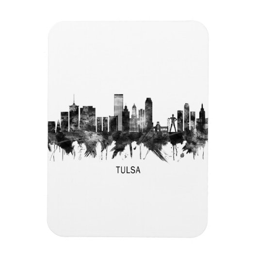 Tulsa Oklahoma Skyline BW Magneet (Verticaal)