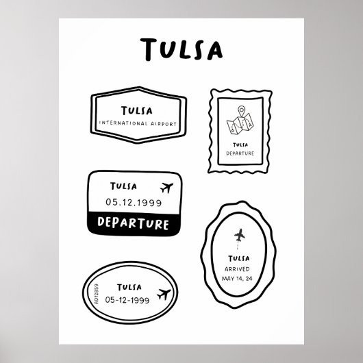 Tulsa - Reisstempel Collectie | minimalistisch Poster (Voorkant)