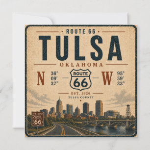 Tulsa Route 66 Reis Coördinaten Uitnodiging