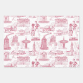 Tulsa Toile Red Wrapping Paper Flat Sheet Set 3 (Voorkant 3)