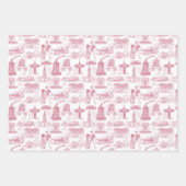 Tulsa Toile Red Wrapping Paper Flat Sheet Set 3 (Voorkant)