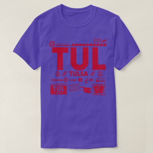  Tulsa TUL luchthavencode Reisdag Retro TR T-shirt (Design voorkant)