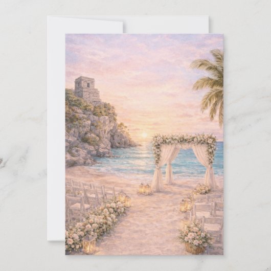 Tulum Beach Wedding Invitation | Editabe (Devant)