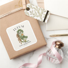 Tulum Luipaard Tropisch Meisjesweekend Vierkante Sticker