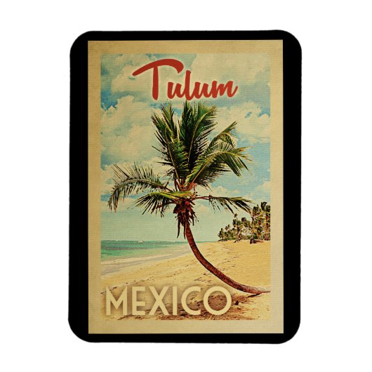 Tulum Magnet Palm Tree Vintage Travel Magneet (Verticaal)