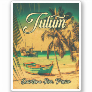 Tulum Mexico Palm Tree Vintage Travel Souvenir Sticker