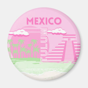 Tulum, Mexico, Reiskunst, Preppy Art, Roze Magneet