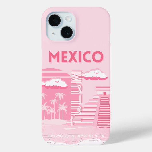 Tulum, Mexico, Reiskunst, Roze Kunst Case-Mate iPhone Case (Achterkant)