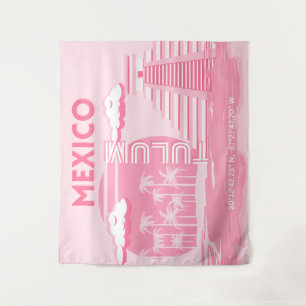 Tulum, Mexico, Reiskunst, Roze Kunst Wandkleed