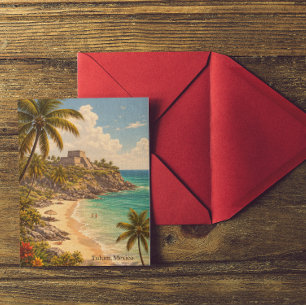 Tulum Mexico Retro Strandbestemming Briefkaart