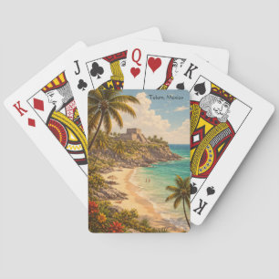 Tulum Mexico Retro Strandbestemming Pokerkaarten