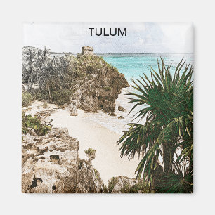 Tulum Mexico Tropisch landschap Souvenir Magneet