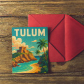 Tulum Mexico Vintage Travel Art Briefkaart