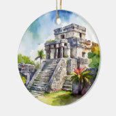 Tulum Mexico Waterverf Keramisch Ornament (Links)