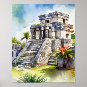 Tulum Mexico Waterverf Poster