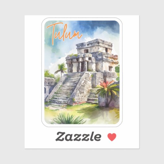 Tulum Mexico Waterverf Sticker (Vel)