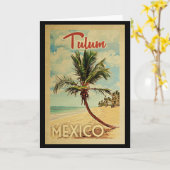 Tulum Palm Tree Vintage Travel Kaart (Gele Bloem)