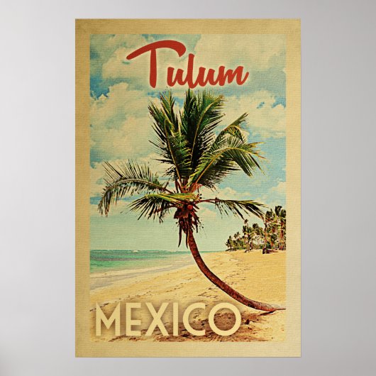 Tulum Palm Tree Vintage Travel Poster (Voorkant)