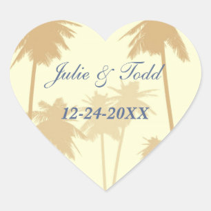 Tumbelweed Palm Trees Tropical Wedding Hart Sticker
