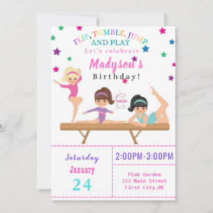 Tumble, Jump & Play Bday Invitation